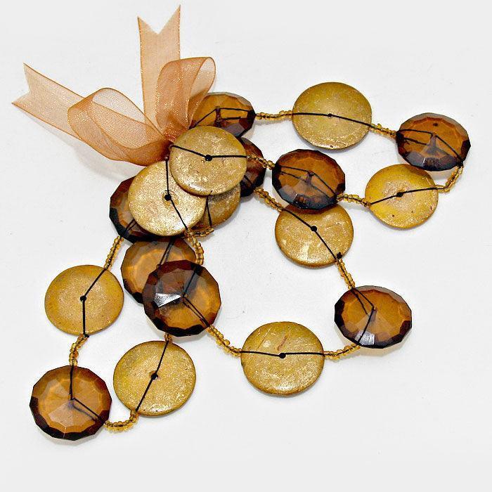 Gold 3Layers Round Gemstone Disc Stretch Bracelet - Jewelry Store by Erik Rayo