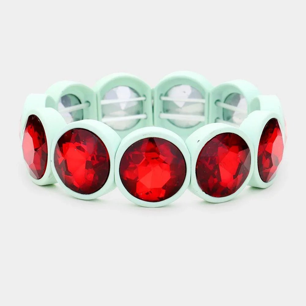 Crystal Stone Resin Bezel Trim Stretch Bracelet - Jewelry Store by Erik Rayo