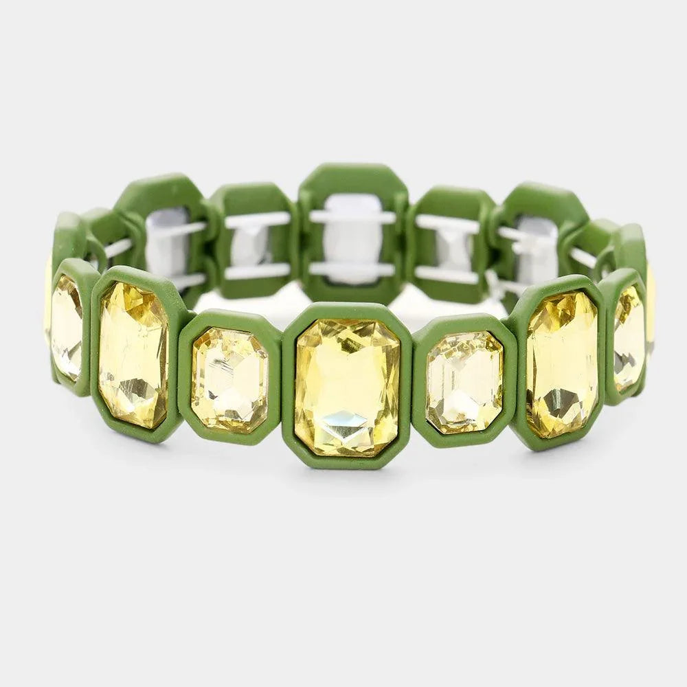 Yellow Glass Crystal Resin Trim Stretch Bracelet - Jewelry Store by Erik Rayo