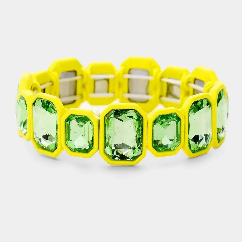 Yellow Glass Crystal Resin Trim Stretch Bracelet - Jewelry Store by Erik Rayo