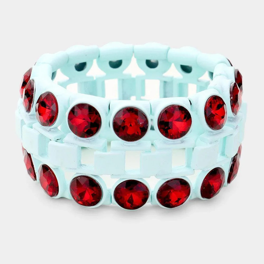 Double Glass Crystal Resin Bezel Trim Stretch Bracelet - Jewelry Store by Erik Rayo