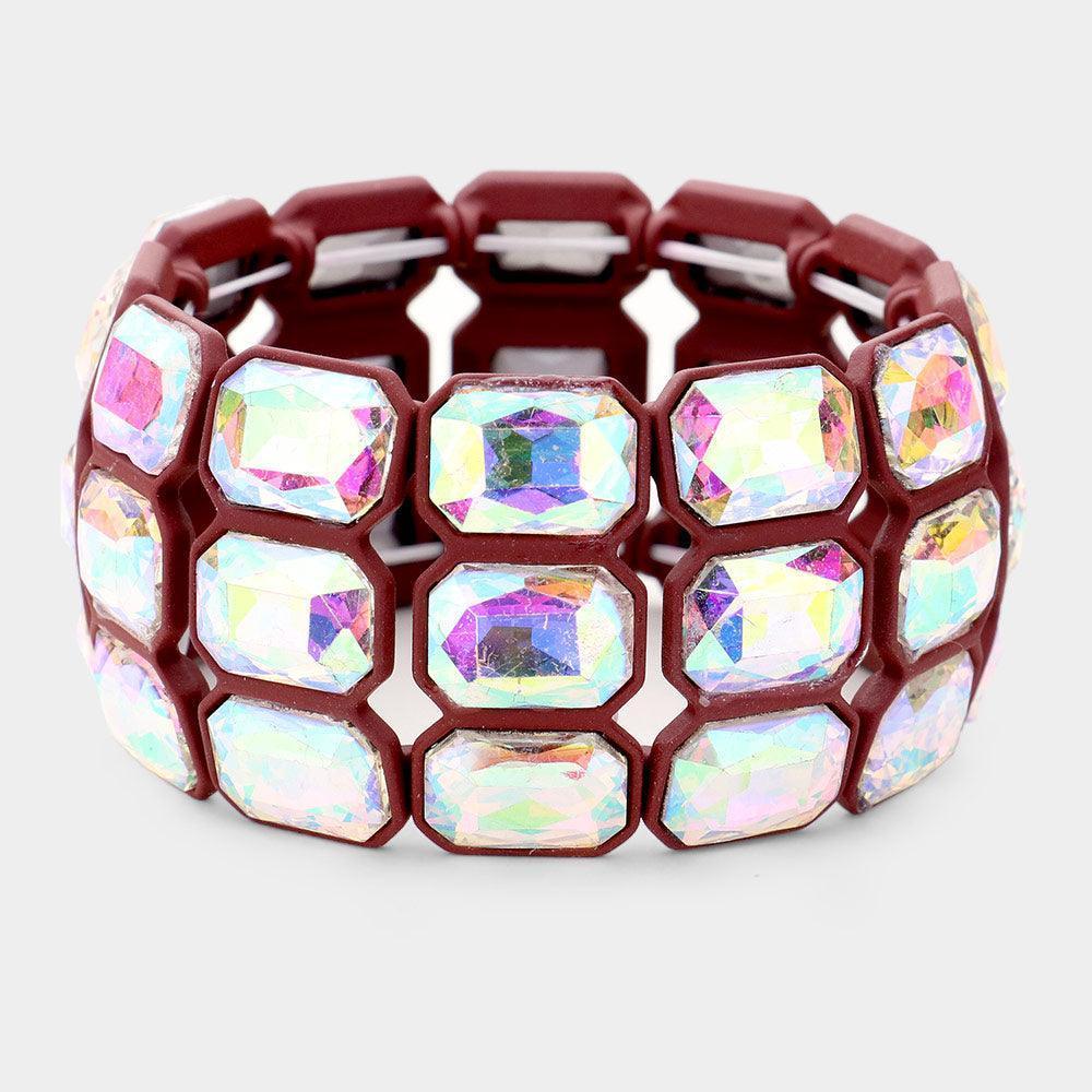 Burgundy Glass Crystal Resin Stretch Bracelet - Jewelry Store by Erik Rayo