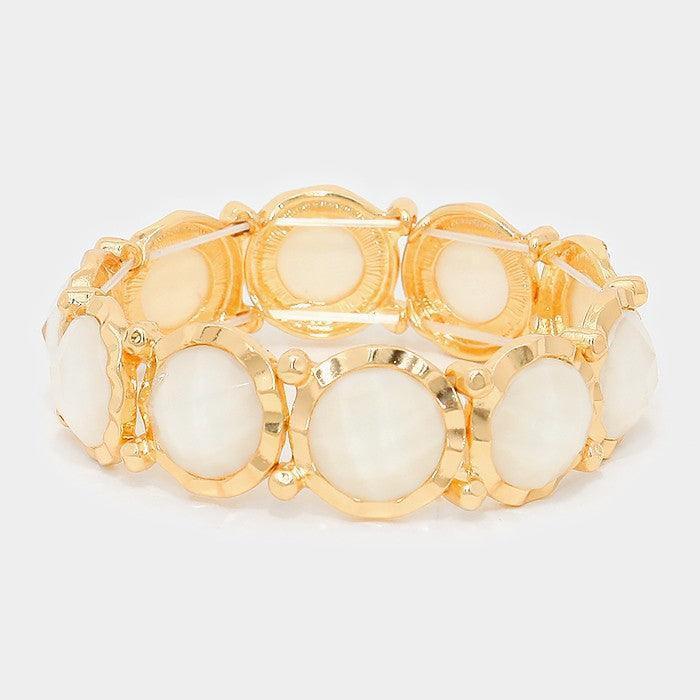 White Faceted bubble stretch bracelet - Jewelry Store by Erik Rayo
