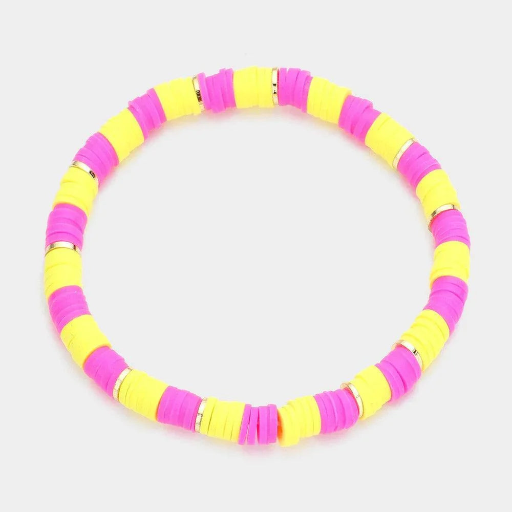 Yellow Heishi Beaded Stretch Bracelet - Jewelry Store by Erik Rayo