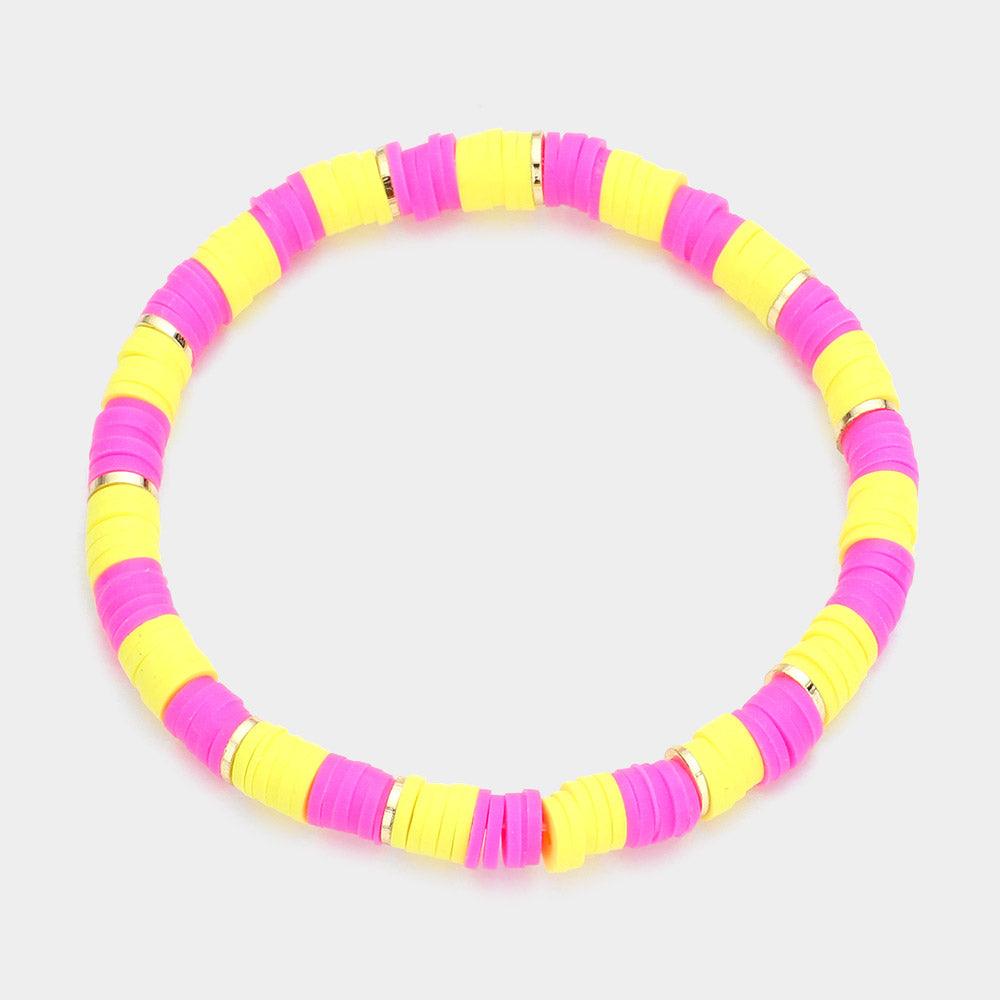 Yellow Heishi Beaded Stretch Bracelet