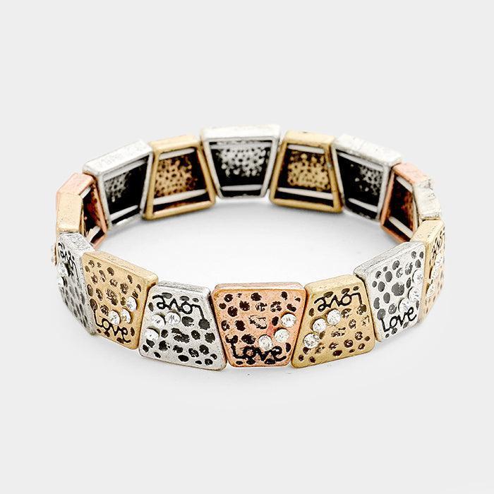 Love Bubble Textured Rhinestone Stretch Bracelet - Jewelry Store by Erik Rayo