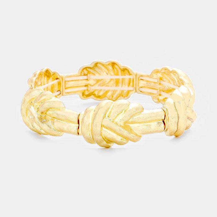 Gold Metal Knot Stretch Bracelet