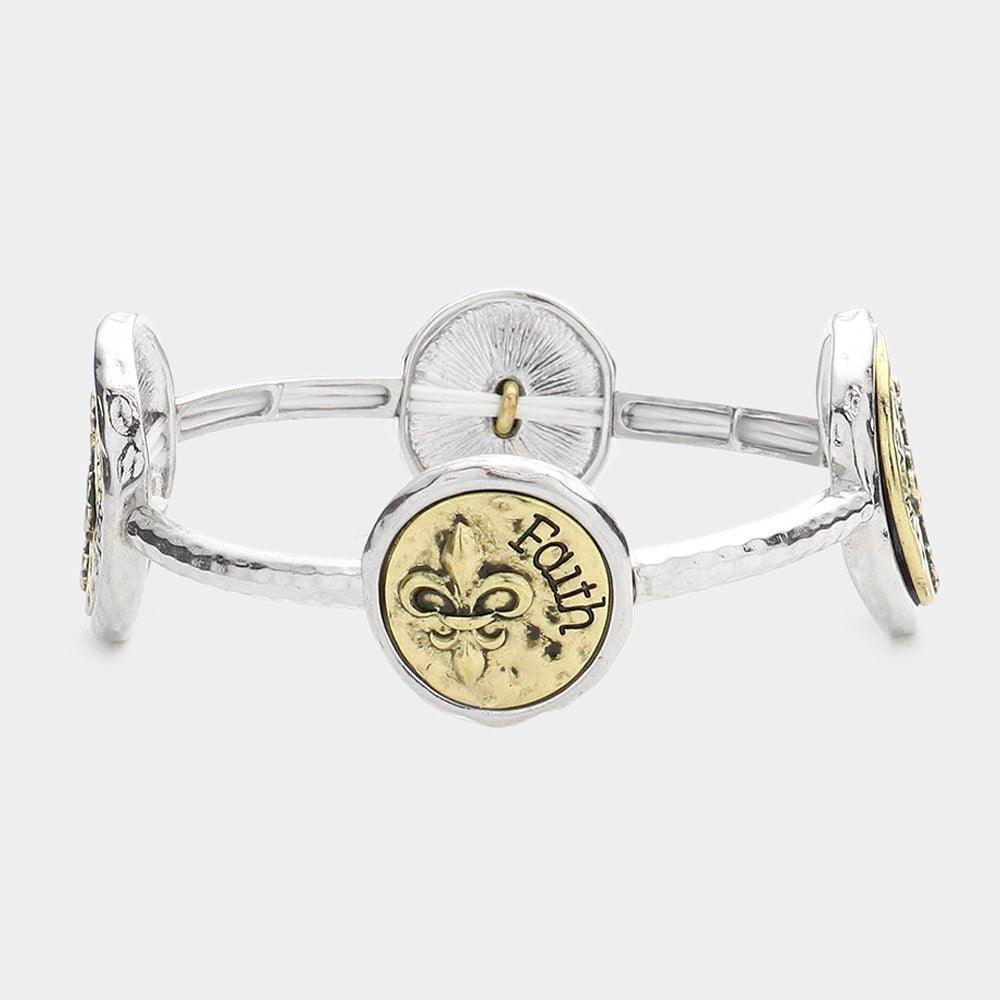 Two Tone Faith In Yourself Message Two Tone Stretch Bracelet - Jewelry Store by Erik Rayo