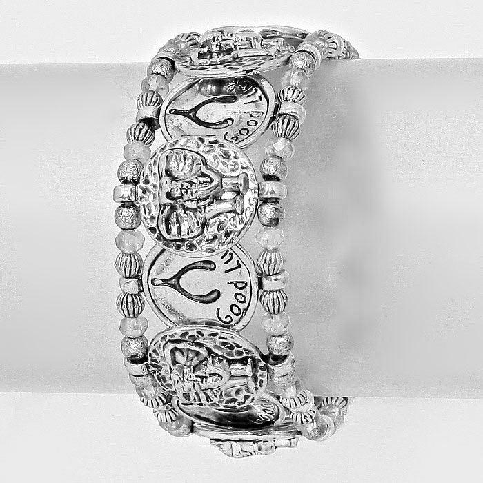 Good Luck Wishbone & Elephant Disc Stretch Bracelet - Jewelry Store by Erik Rayo