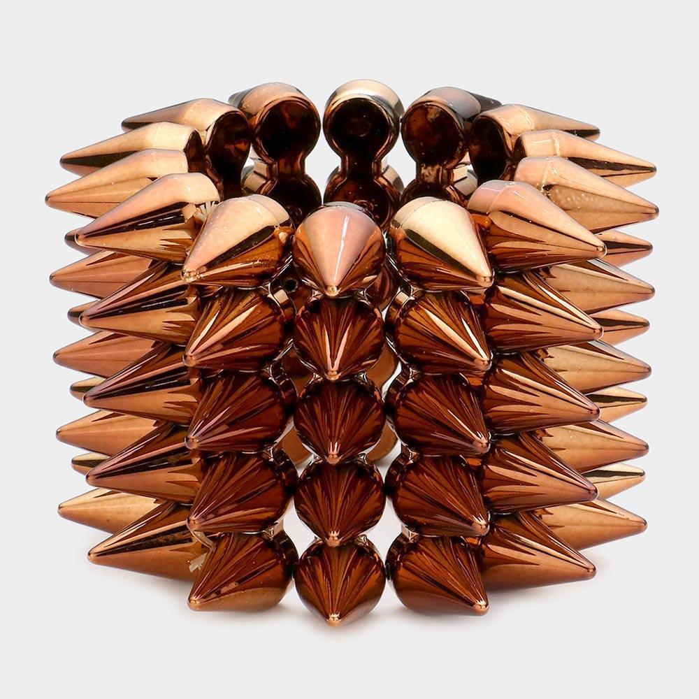 5-Row Spike Cone Stud Stretch Bracelet - Jewelry Store by Erik Rayo