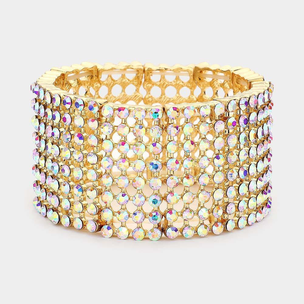 Gold Rhinestone Bring Stretch Bracelet - Jewelry Store by Erik Rayo