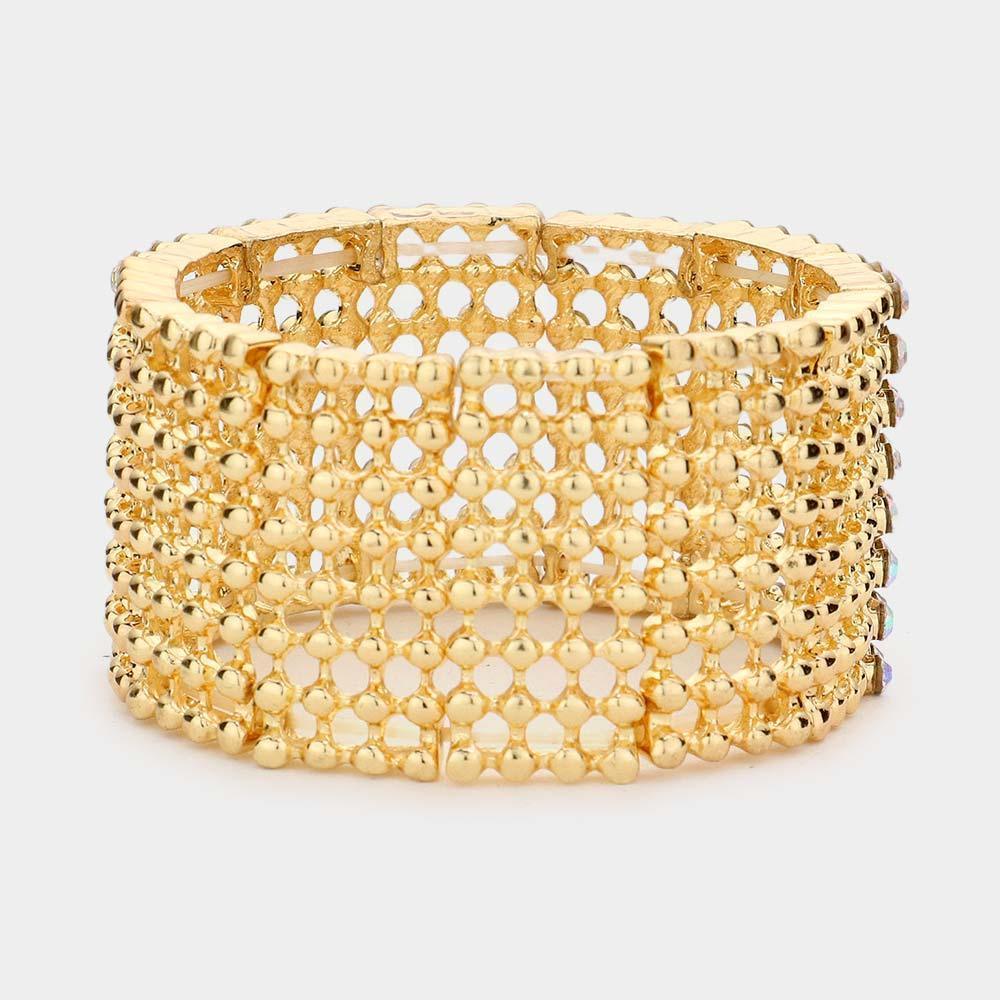 Peach Rhinestone Bling Stretch Bracelet - Jewelry Store by Erik Rayo