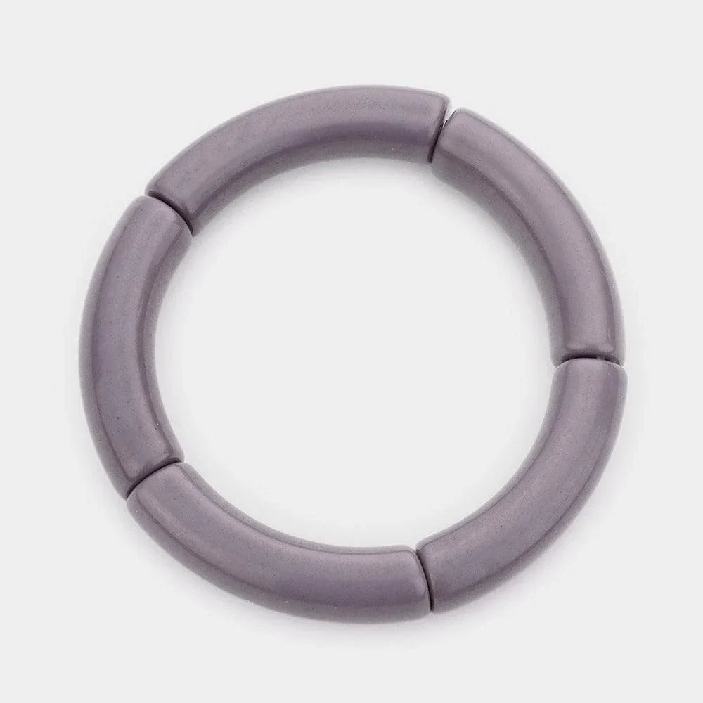 Gray Solid Resin Stretch Bracelet - Jewelry Store by Erik Rayo