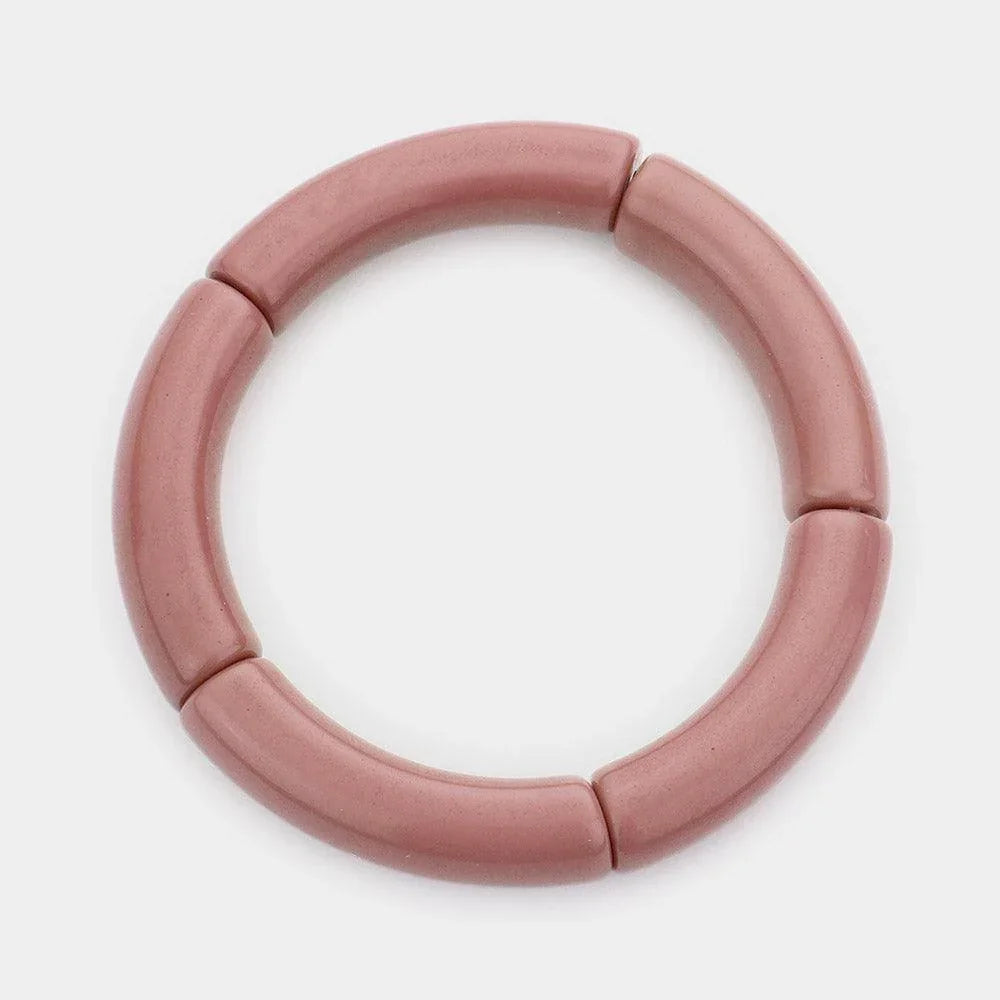 Pink Solid Resin Stretch Bracelet - Jewelry Store by Erik Rayo