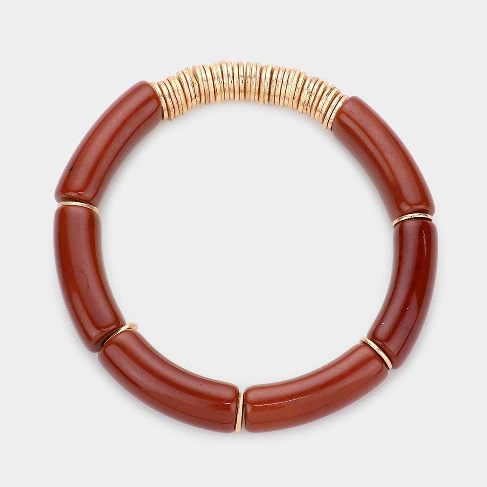 Brown Metal Ring Pointed Resin Stretch Bracelet