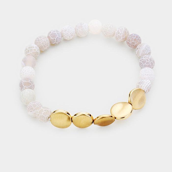 Gray Semi Precious Stone Beaded Metal Mixed Bracelet - Jewelry Store by Erik Rayo