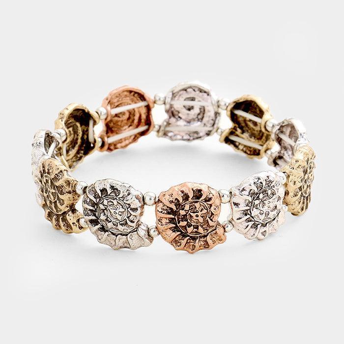 Embossed Metal Ammonite Stretch Bracelet - Jewelry Store by Erik Rayo