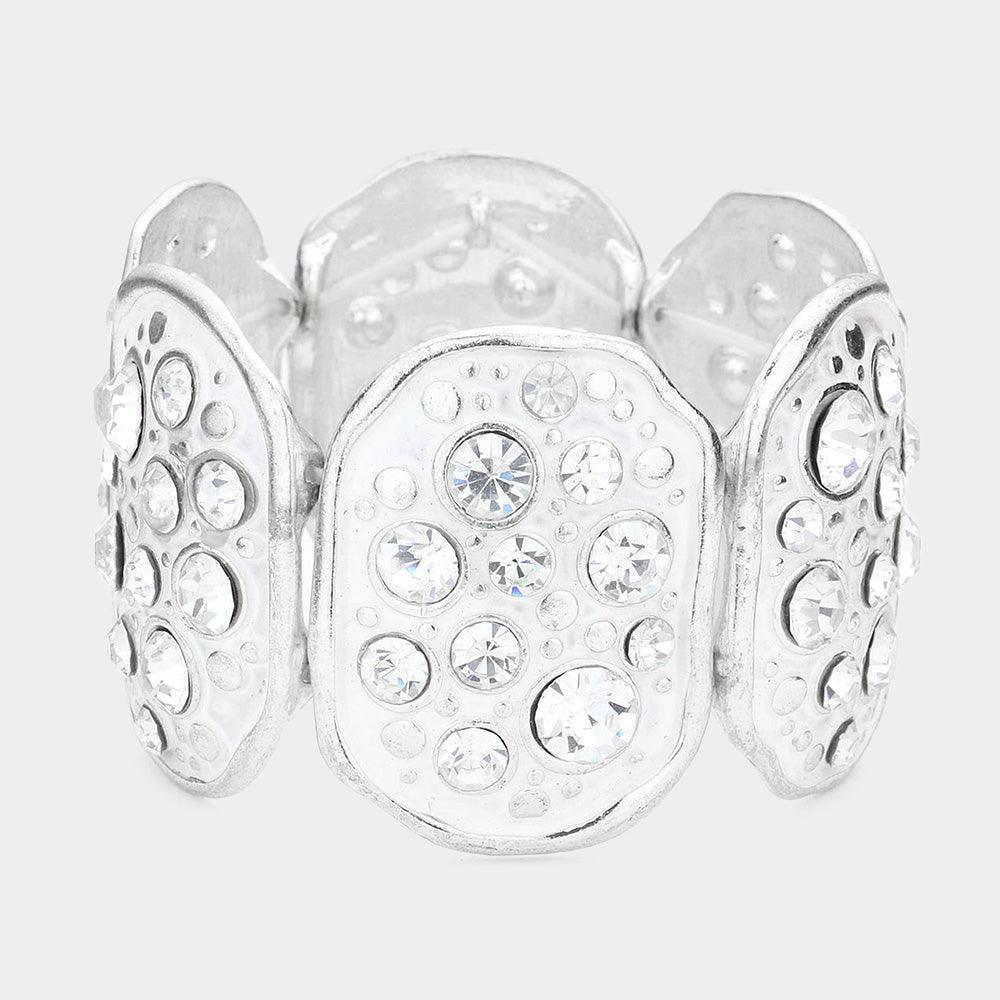 White Crystal Bubble Disc Stretch Bracelet - Jewelry Store by Erik Rayo