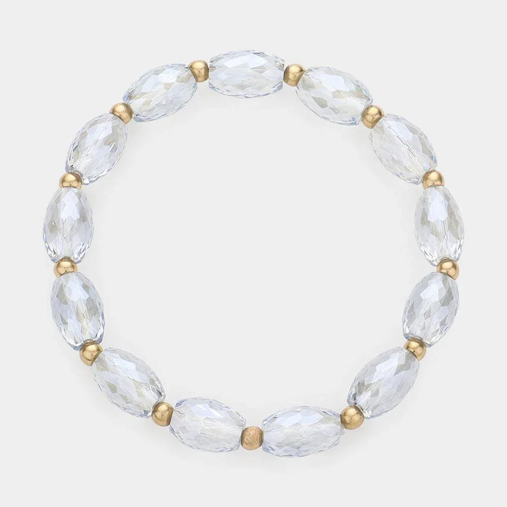 Faceted Oval Beaded Stretch Bracelet - Jewelry Store by Erik Rayo
