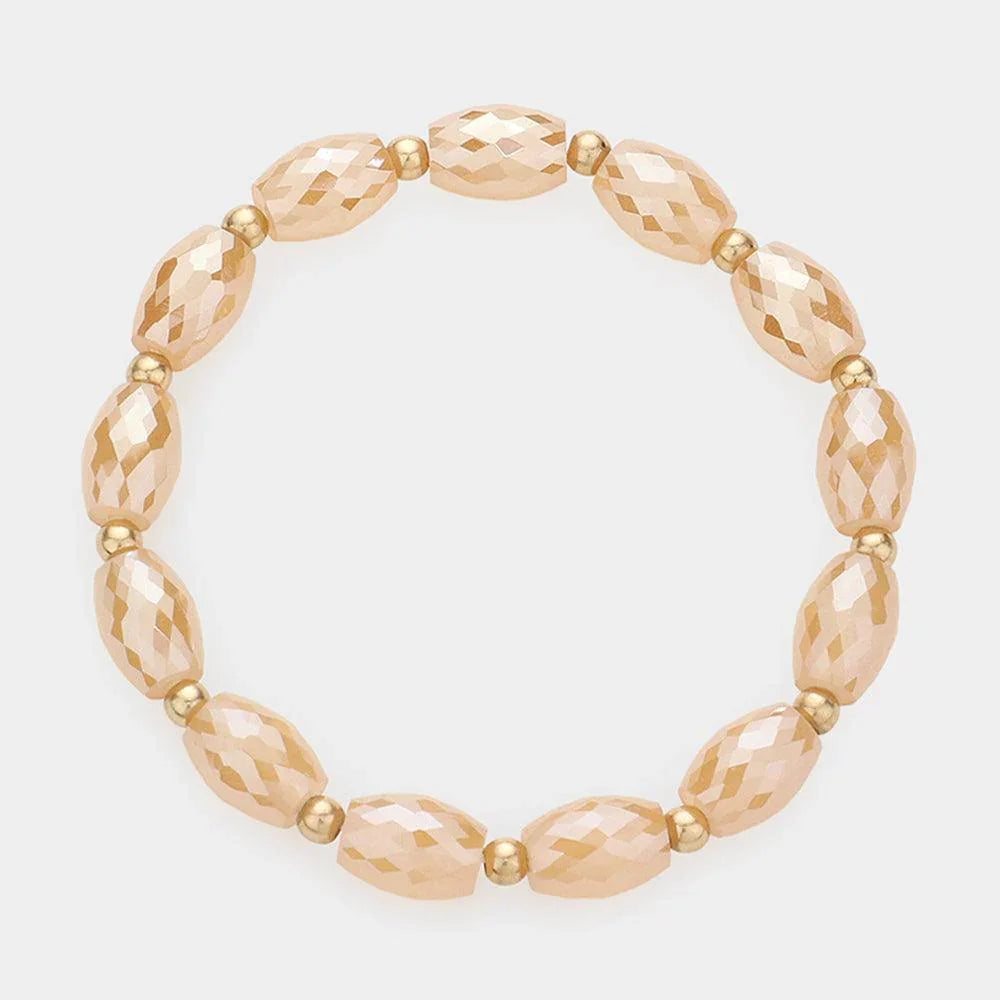 Faceted Oval Beaded Stretch Bracelet - Jewelry Store by Erik Rayo