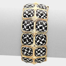 Load image into Gallery viewer, White 2Row faceted plate stretch bracelet
