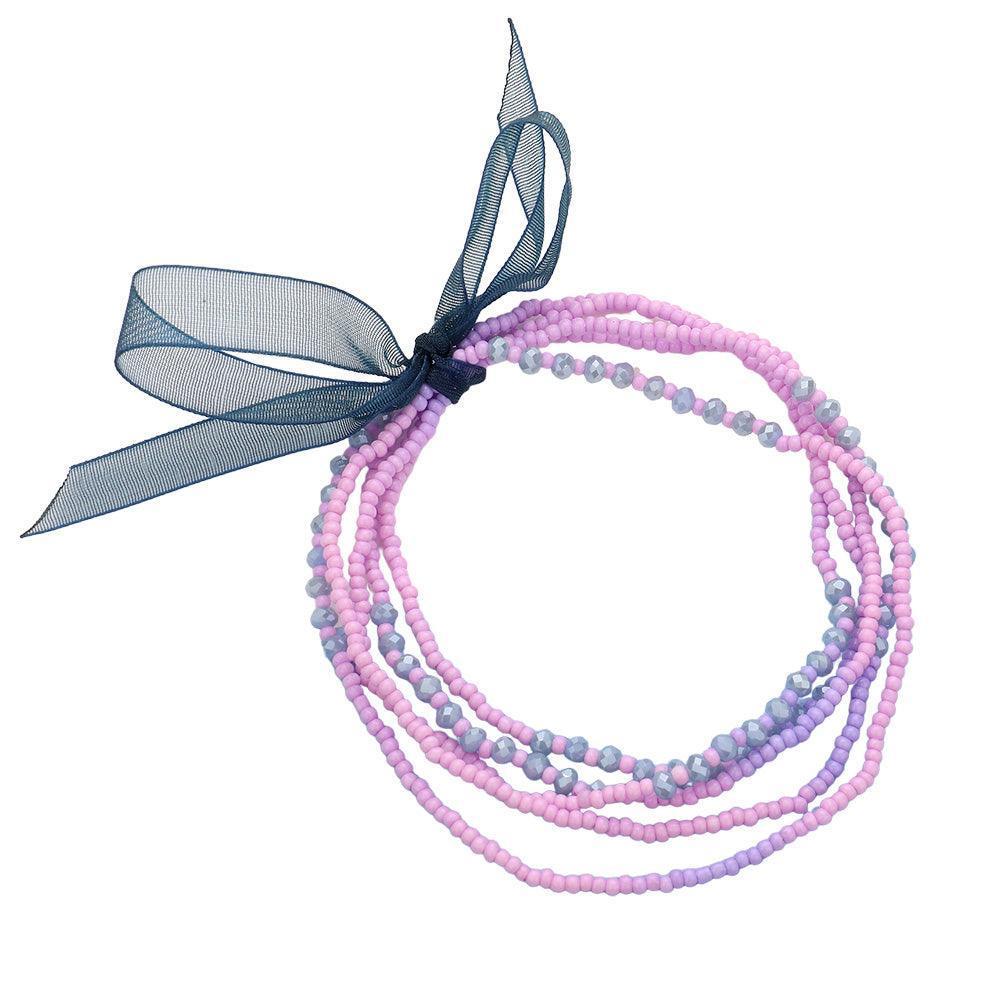 Lavender Beaded Stretch Wrap Bracelet - Jewelry Store by Erik Rayo