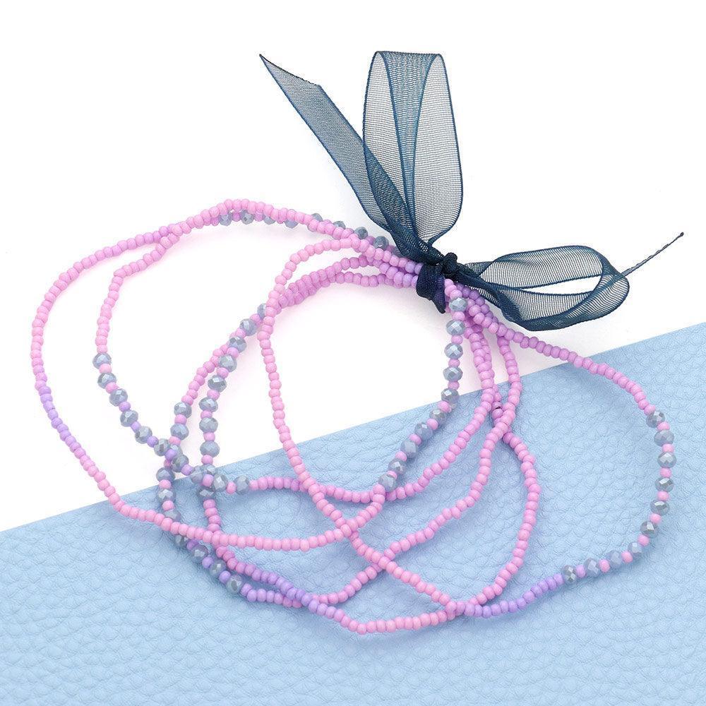 Lavender Beaded Stretch Wrap Bracelet - Jewelry Store by Erik Rayo