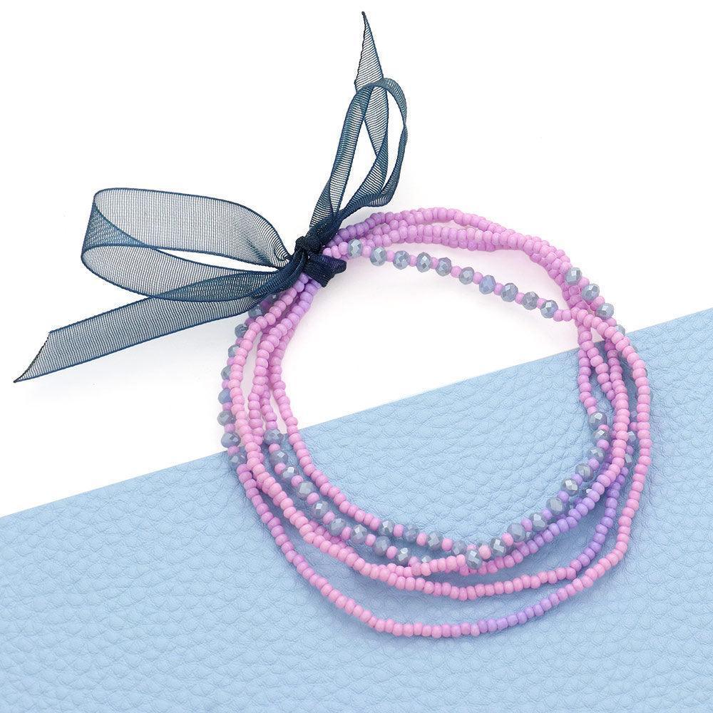 Lavender Beaded Stretch Wrap Bracelet - Jewelry Store by Erik Rayo