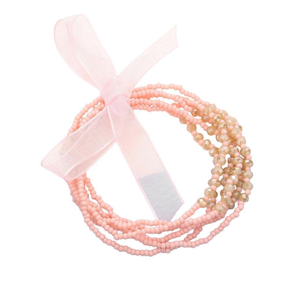 Pink Beaded Stretch Wrap Bracelet - Jewelry Store by Erik Rayo