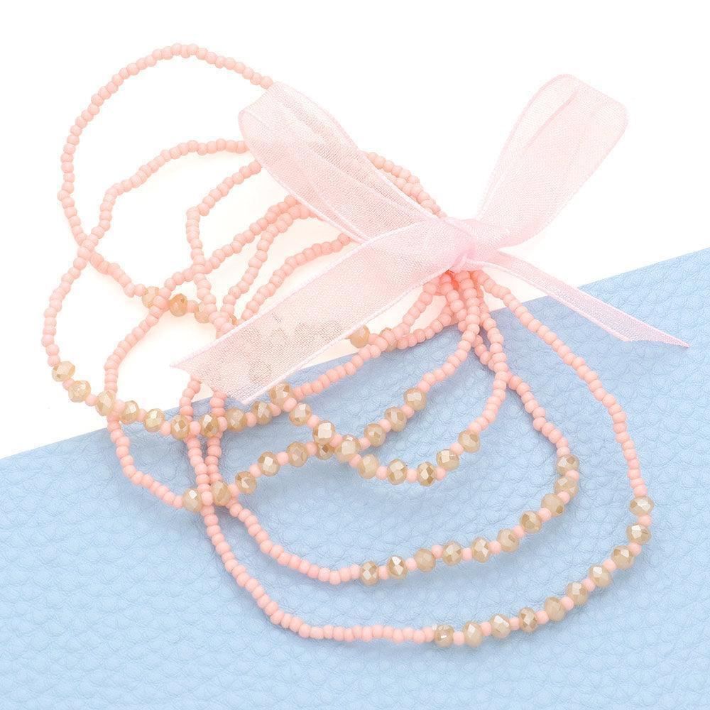 Pink Beaded Stretch Wrap Bracelet - Jewelry Store by Erik Rayo