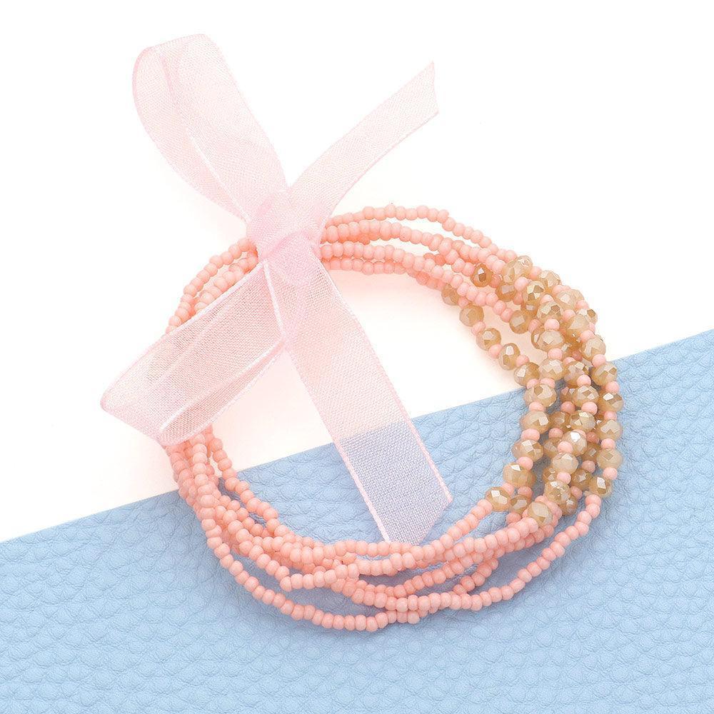 Pink Beaded Stretch Wrap Bracelet - Jewelry Store by Erik Rayo