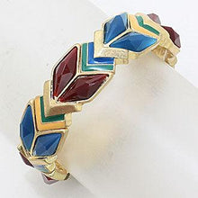 Load image into Gallery viewer, Green Chevron Gem Stretch Bracelet
