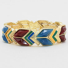 Load image into Gallery viewer, Green Chevron Gem Stretch Bracelet
