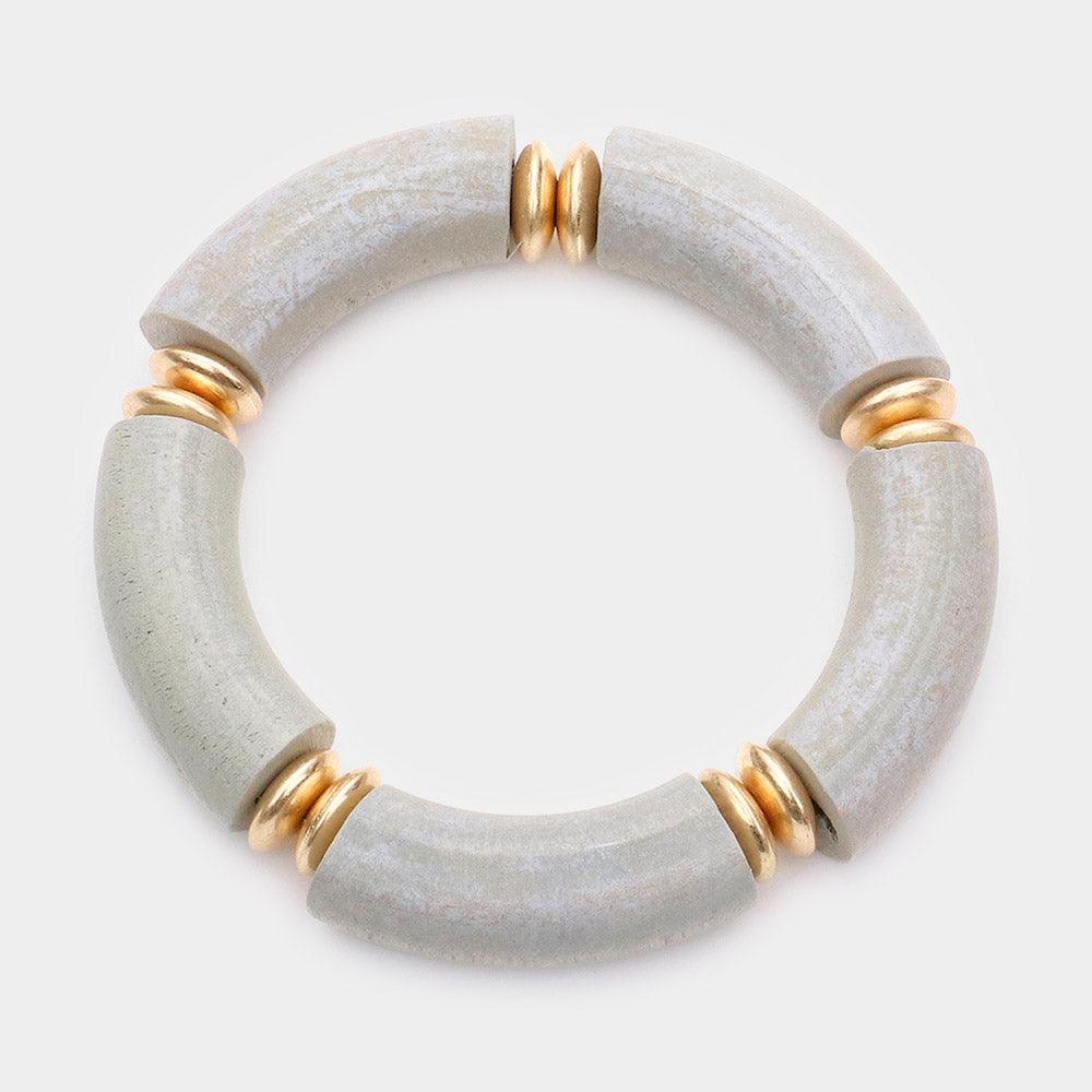 Gray Wood Stretch Bracelet - Jewelry Store by Erik Rayo