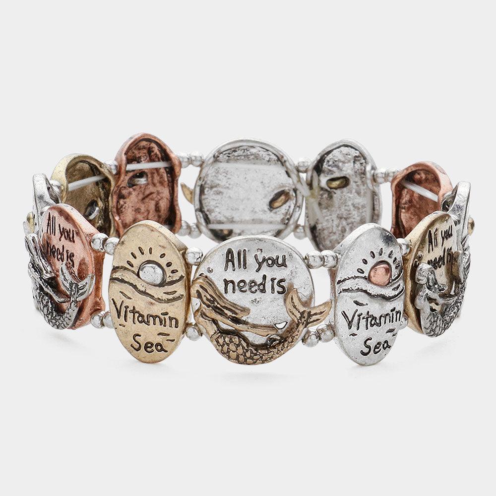 'All You Need Is...' Antique Metal Stretch Bracelet - Jewelry Store by Erik Rayo