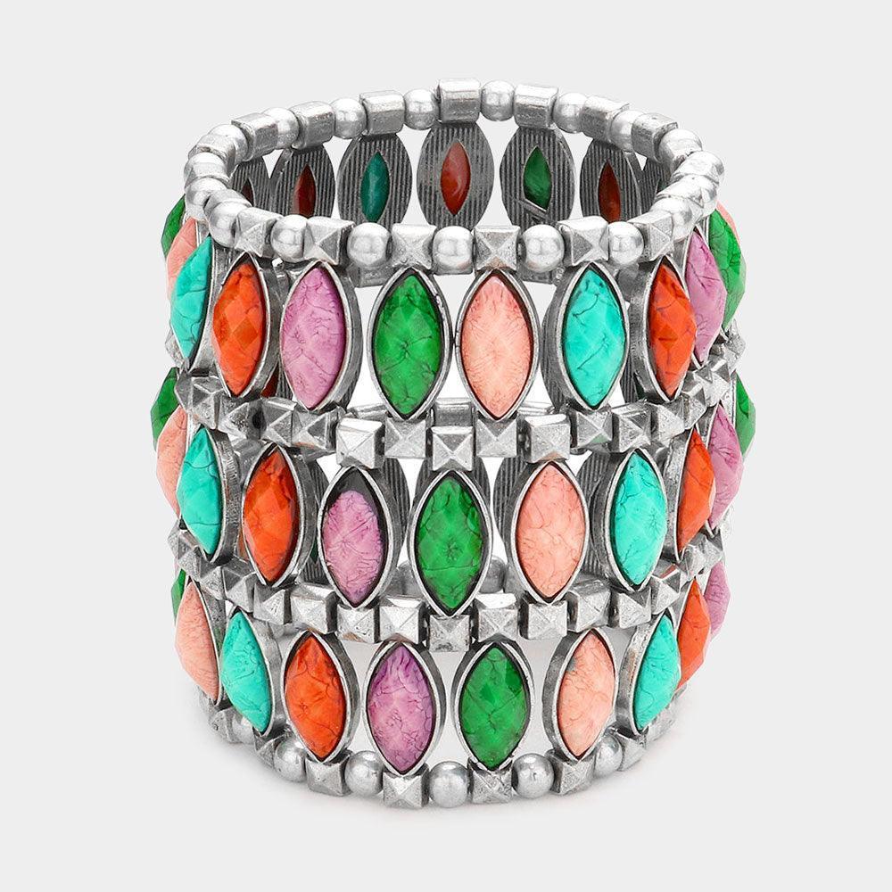 Marquise Crystal Cluster Stretch Bracelet - Jewelry Store by Erik Rayo