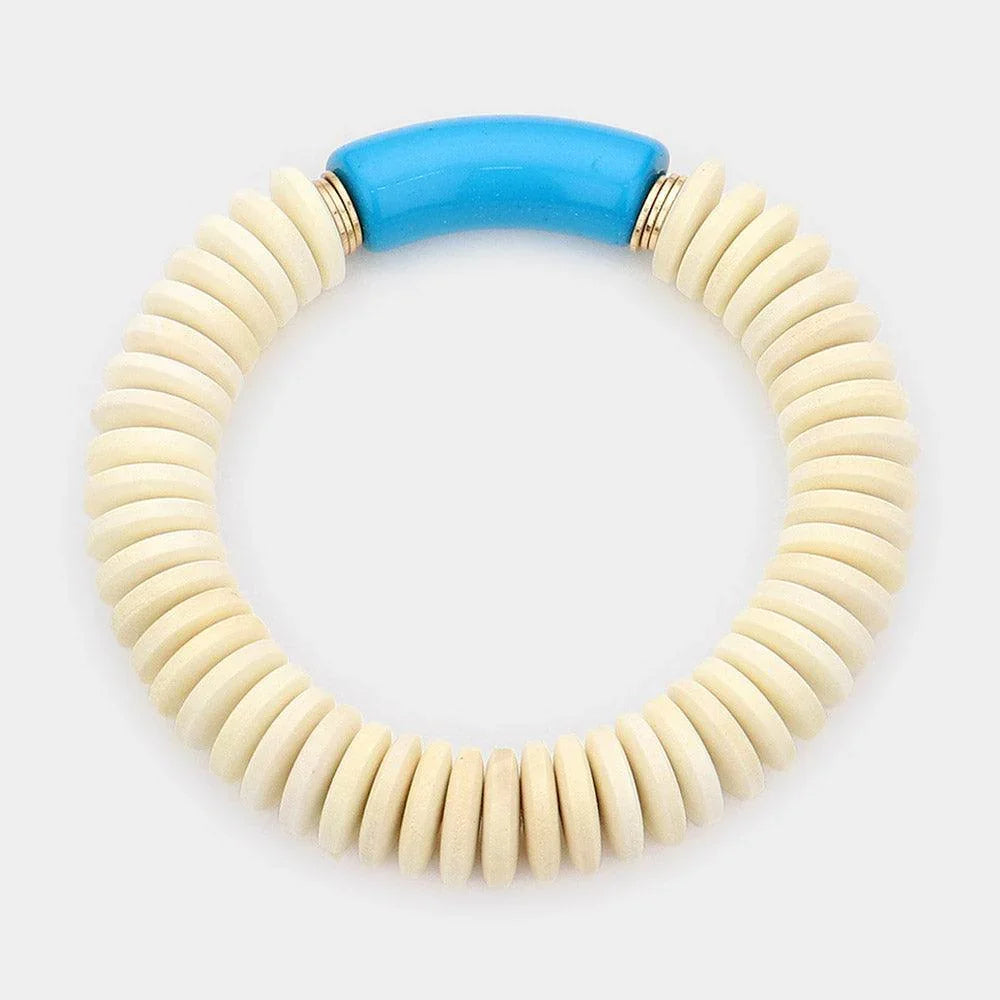 Resin Accented Wood Stretch Bracelet - Jewelry Store by Erik Rayo