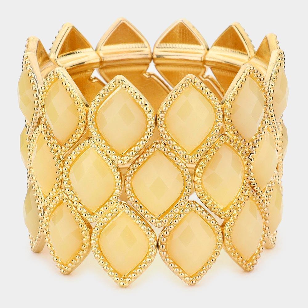 Diamond Shaped Bead Cluster Stretch Bracelet - Jewelry Store by Erik Rayo