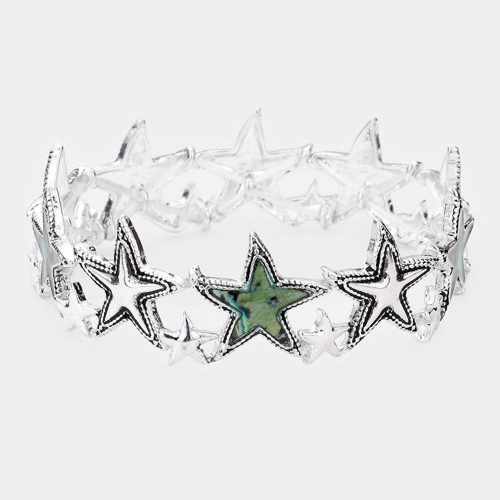 Abalone Metal Starfish Stretch Bracelet - Jewelry Store by Erik Rayo