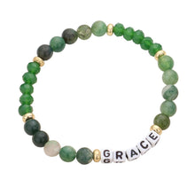 Load image into Gallery viewer, Green Grace Message Pearl Natural Stone Stretch Bracelet
