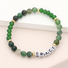 Load image into Gallery viewer, Green Grace Message Pearl Natural Stone Stretch Bracelet
