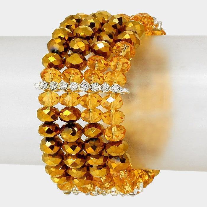 Clear Glass & Metallic Bead Stretch Bracelet - Jewelry Store by Erik Rayo