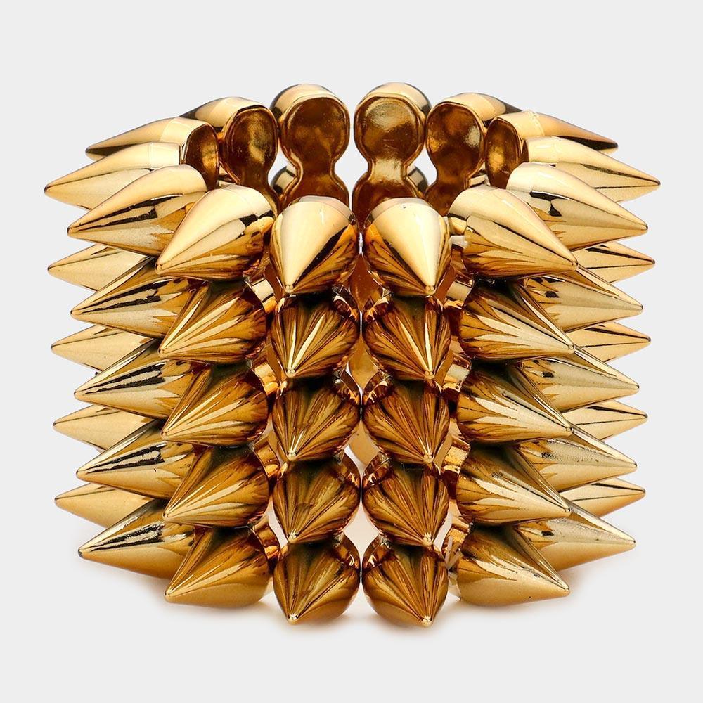 5-Row Spike Cone Stud Stretch Bracelet - Jewelry Store by Erik Rayo