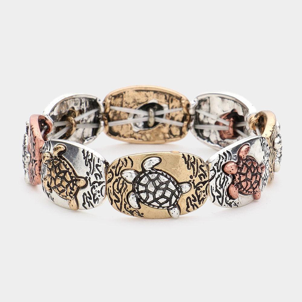 Antique Metal Sea Turtle Pointed Stretch Bracelet - Jewelry Store by Erik Rayo