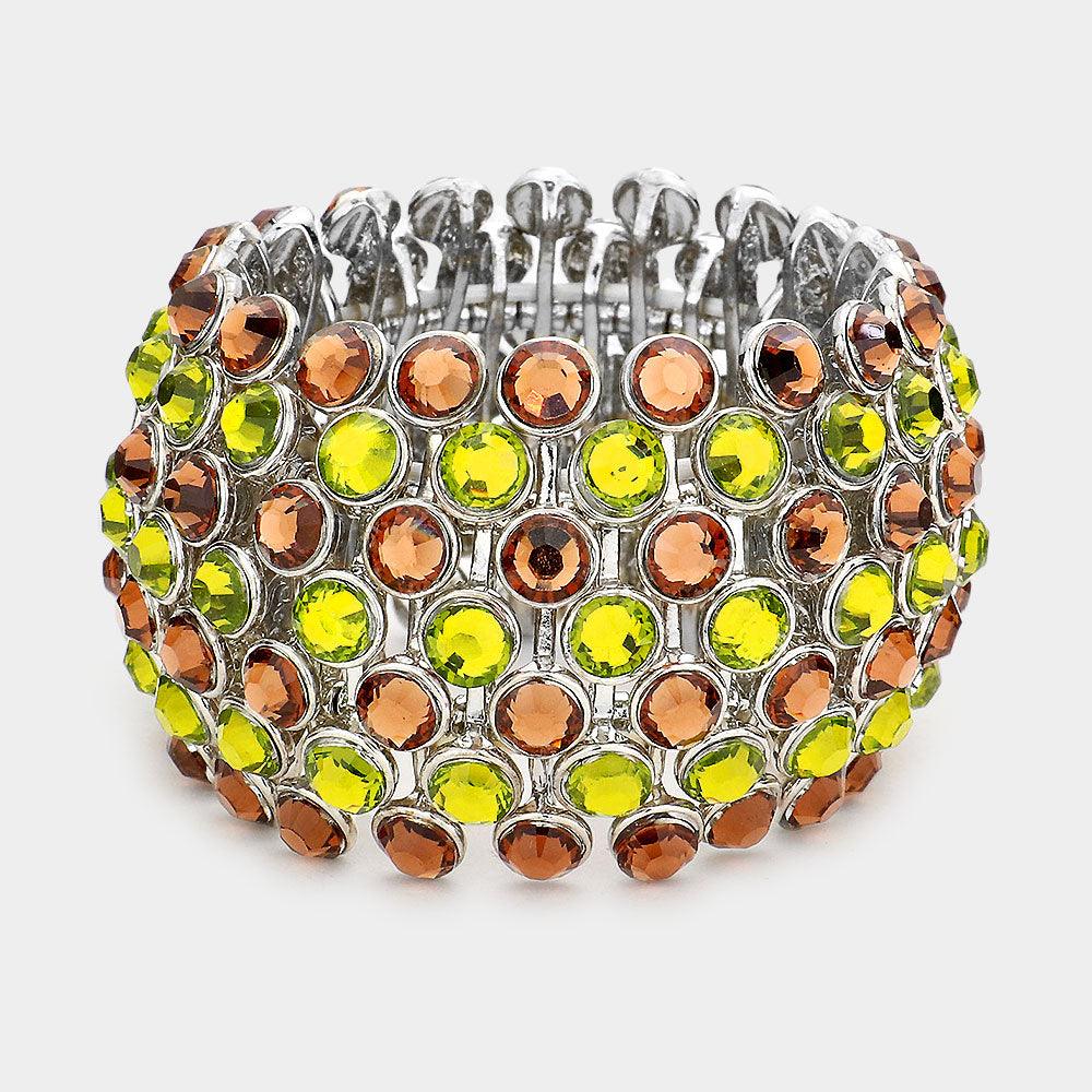 Green Crystal Bubble Stretch Bangle Bracelet