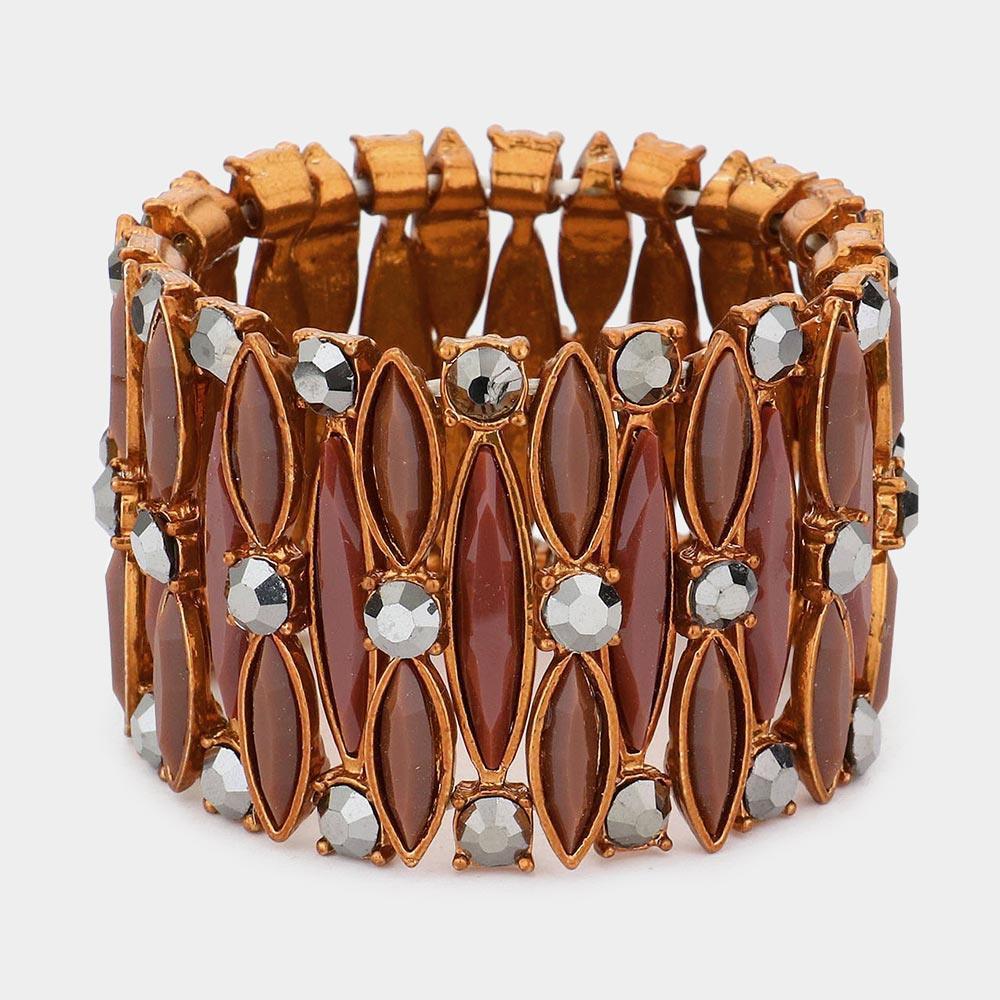 Brown Marquise bubble stretch bracelet - Jewelry Store by Erik Rayo