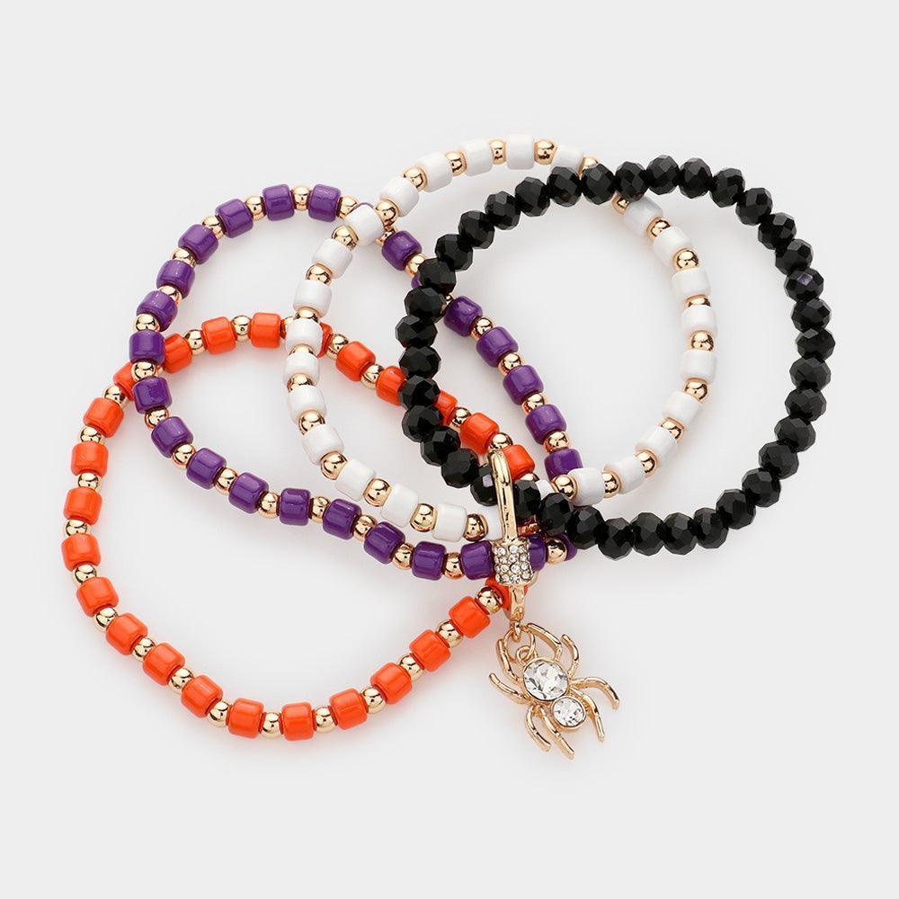 Spider Charm Multi Layered Beaded Stretch Bracelet - Jewelry Store by Erik Rayo