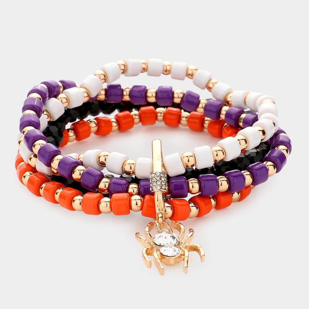 Spider Charm Multi Layered Beaded Stretch Bracelet - Jewelry Store by Erik Rayo