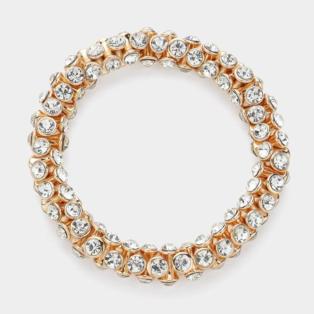 Clear Round Stone Bezel Stretch Evening Bracelet - Jewelry Store by Erik Rayo