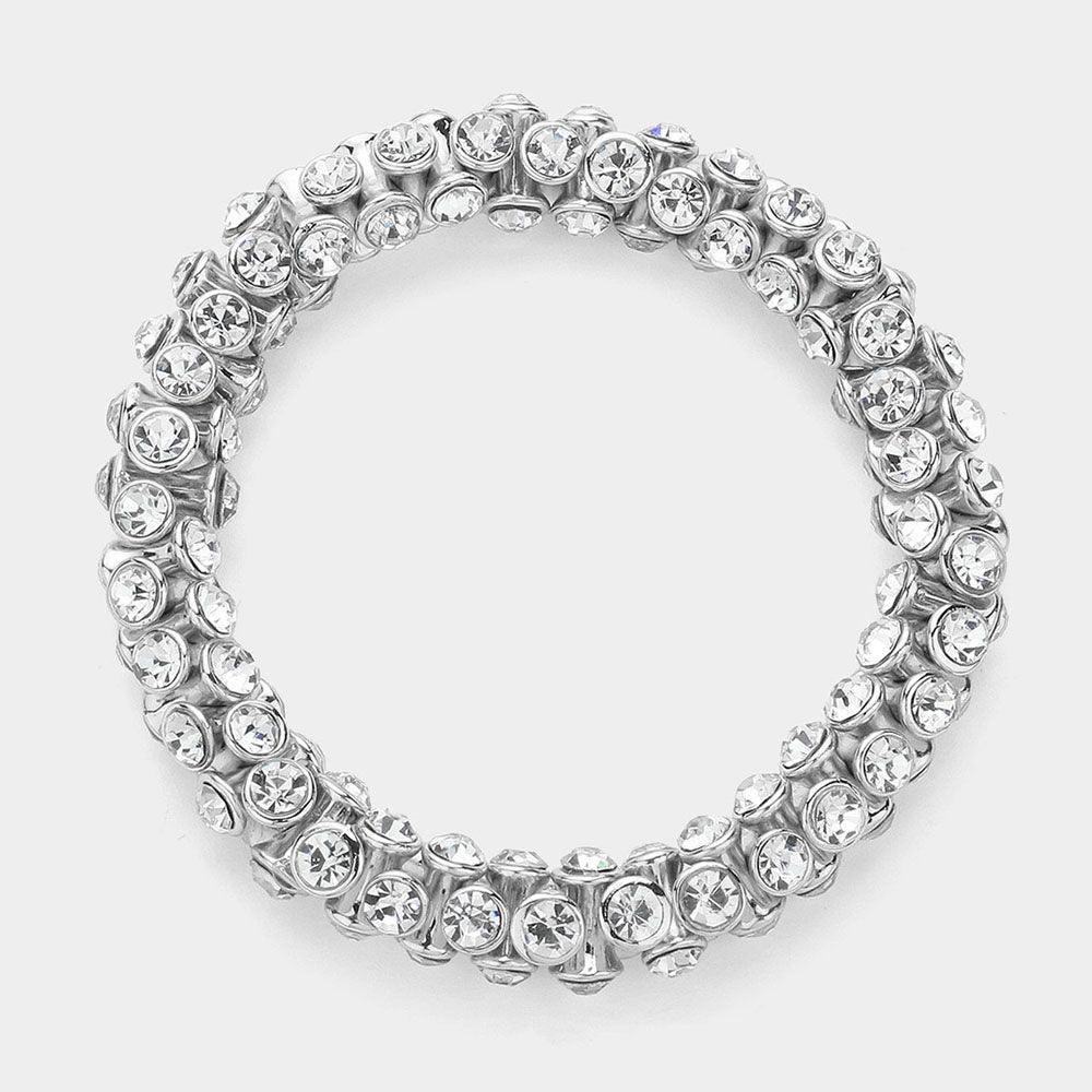 Clear Round Stone Bezel Stretch Evening Bracelet - Jewelry Store by Erik Rayo